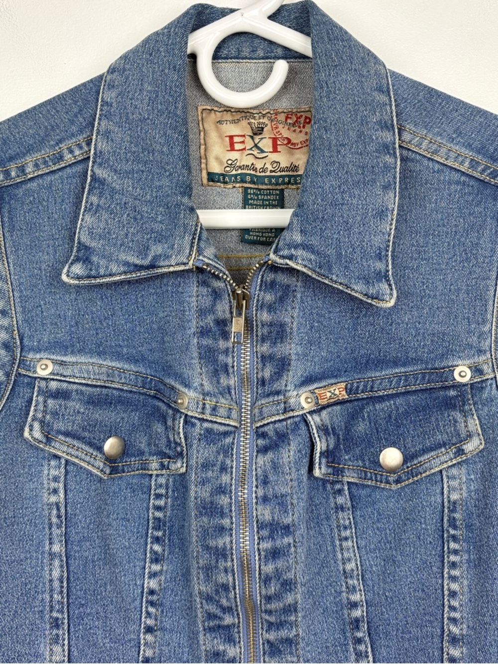Vtg EXPRESS Jean Denim Vest Zip Front Size Small 90s Western - Picture 5 of 9